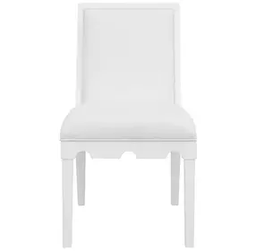 Lanister Matte White Lacquer Performance Fabric Dining Chair