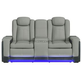 Niven Cement and Charcoal 77" Power Reclining Loveseat with USB Charging