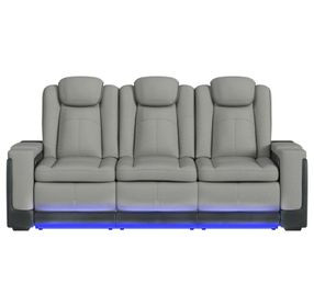 Niven Cement and Charcoal 88" Power Reclining Sofa with USB Charging