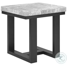 Lucca Gray Marble And Espresso End Table