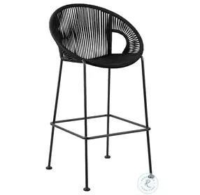 Acapulco Black Rope 30" Indoor Outdoor Steel Bar Stool with Black Rope