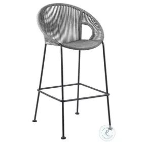 Acapulco Grey Rope 30" Indoor Outdoor Steel Bar Stool with Black Rope