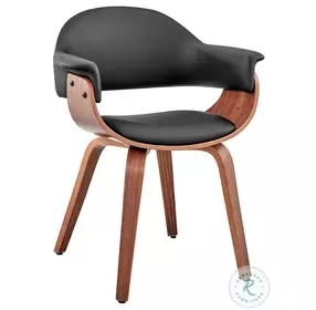 Adalyn Black Faux Leather And Walnut Wood Accent Dining Chair