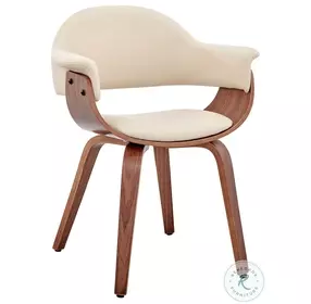 Adalyn Cream Faux Leather And Walnut Wood Accent Dining Chair