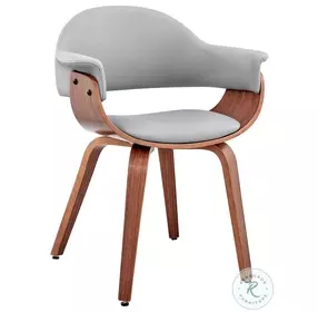 Adalyn Gray Faux Leather And Walnut Wood Accent Dining Chair