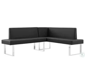 Amanda Black Faux Leather Nook Corner Dining Bench