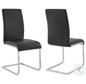 Amanda Black Faux Leather Side Chair Set of 2