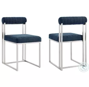 Anastasia Blue And Brushed Stainless Steel Dining Chair Set Of 2