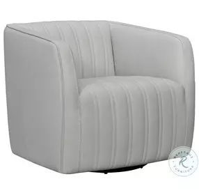 Aries Dove Gray Genuine Leather Swivel Barrel Chair