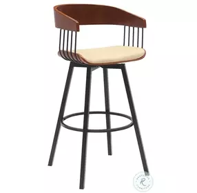 Athena Cream And Walnut Swivel Bar Stool