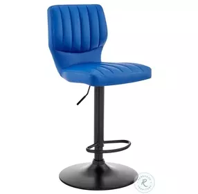 Bardot Blue Faux Leather Adjustable Swivel Bar Stool