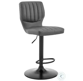 Bardot Gray Faux Leather Adjustable Swivel Bar Stool