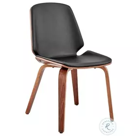 Brinley Black Faux Leather And Walnut Wood Accent Dining Chair