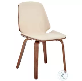 Brinley Cream Faux Leather And Walnut Wood Accent Dining Chair