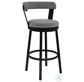 Bryant Light Gray Faux Leather and Black 26" Swivel Counter Height Stool
