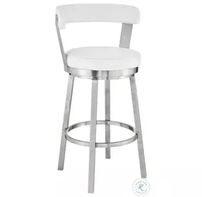 Bryant White Faux Leather 30" Swivel Bar Stool