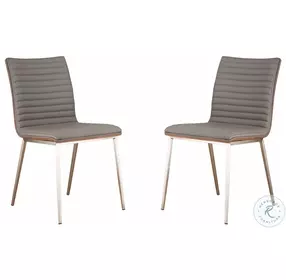 Cafe Gray Faux Leather Dining Chair Set of 2