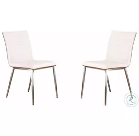 Cafe White Faux Leather Dining Chair Set of 2