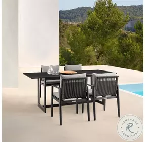 Cayman Black Outdoor Patio Rectangular Dining Room Set