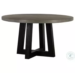 Chester Medium Gray And Black Round Dining Table