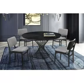 Cirque Black Pedestal 54" Round Dining Room Set