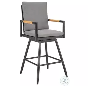 Crown Dark Gray Outdoor Patio Swivel Bar Stool