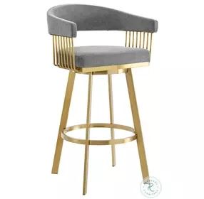 Chelsea Anchor Gray And Gold Swivel Bar Stool