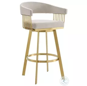 Chelsea Taupe And Gold Swivel Counter Height Stool