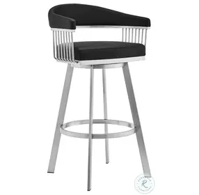 Chelsea Black Faux Leather 26" Swivel Counter Height Stool