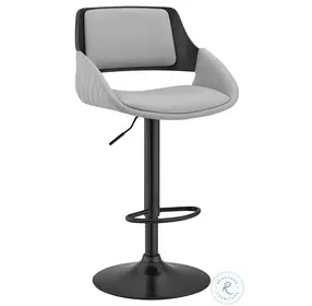 Colby Gray Faux Leather And Black Adjustable Bar Stool