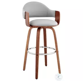 Daxton Gray Faux Leather and Walnut Wood 30" Bar Stool