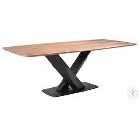 Everett Matte Black And Walnut Contemporary Dining Table