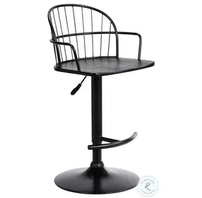 Edward Black Wood And Metal Adjustable Bar Stool
