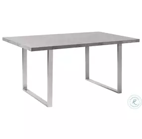 Fenton Cement Gray And Brushed Stainless Steel Dining Table