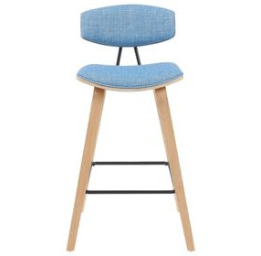 Fox Oak and Light Blue Upholstered Counter Height Stool