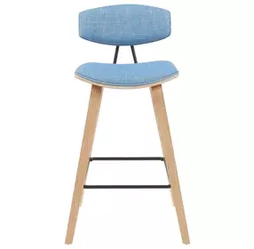 Fox Oak and Light Blue Upholstered Bar Stool