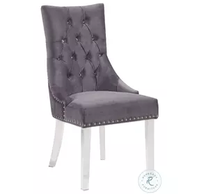 Gobi Gray Velvet Modern And Contemporary Tufted Dining Chair