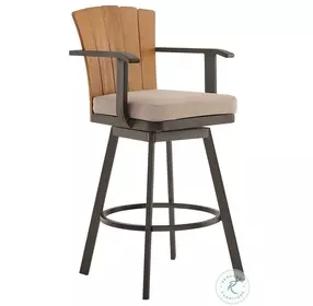 Hazel Brown Outdoor Patio Swivel Bar Stool
