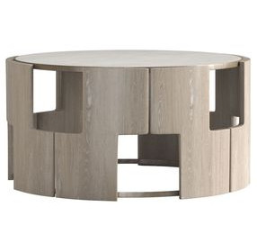 Artifacts Weathered White and Gray Round Marble Top Rhodes Cocktail Table