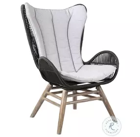 King Grey Cushion And Light Eucalyptus Wood Outdoor Lounge Chair