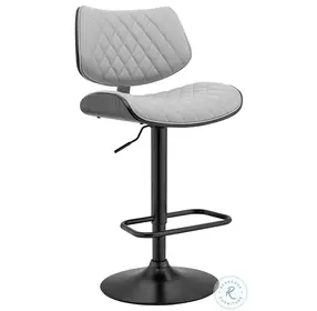 Leland Gray Faux Leather And Black Adjustable Bar Stool