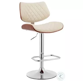 Leland Cream Faux Leather And Chrome Adjustable Bar Stool