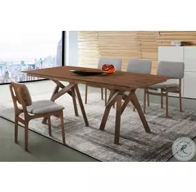 Cortina Walnut Mid Century Modern 79" Dining Room Set