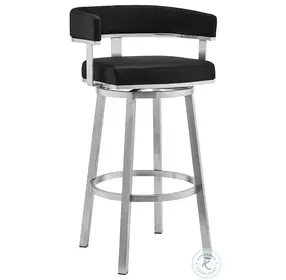 Lorin Black Faux Leather 30" Swivel Bar Stool