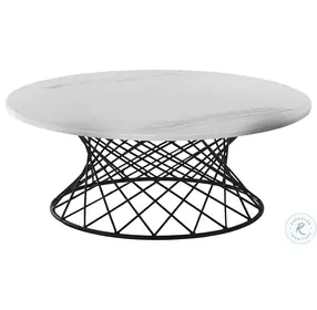 Loxley White Marble And Black Metal Coffee Table