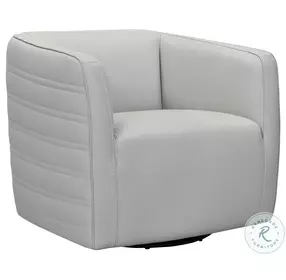 Melanie Dove Gray Genuine Leather Swivel Barrel Chair