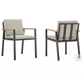 Nofi Taupe Outdoor Patio Dining Chair Set Of 2