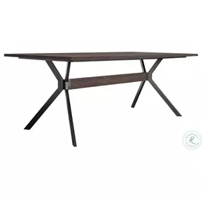 Nevada Dark Brown Rustic Oak Wood Dining Table