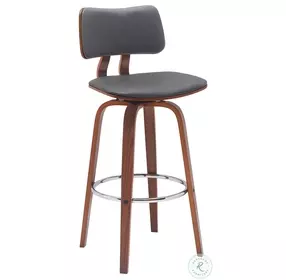Pico Gray And Walnut Swivel 30" Bar Stool