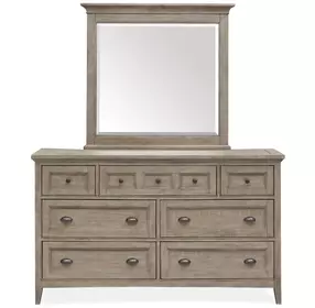 Paxton Place Dovetail Gray 7 Drawer Dresser with Rectangular Mirror